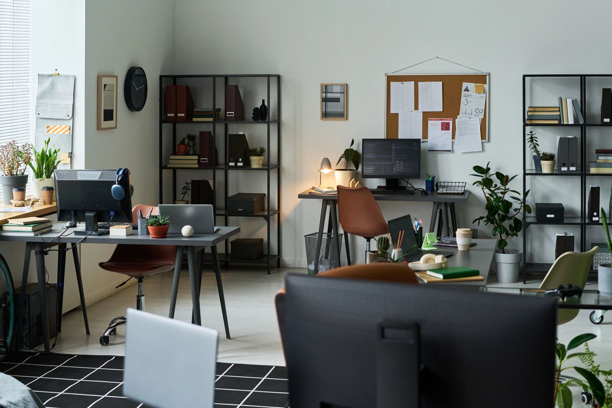 Organized office environment for business services